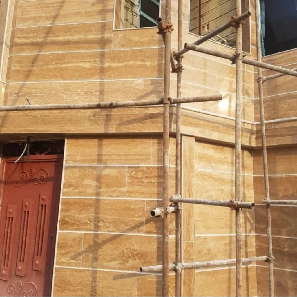 سنگ کاری نمای ساختمان اهورا در آستانه اشرفیه