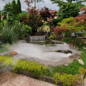 اجرای فضای سبز متل قو آقاجانی ✅️ محوطه سازی و روف گاردن در مازندران 💯 ساخت آبنما در متل قو